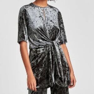 Zara Green Gray Velvet Mini Dress